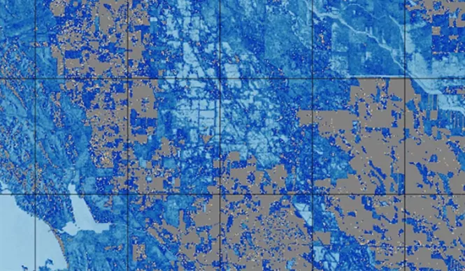 color volumetric water content modeled map