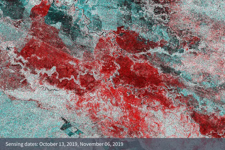 damaged areas during sensing dates of October 13, 2019 and Noember 06, 2019