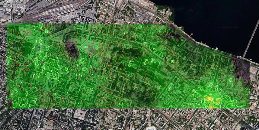 construction displacement map: Dnipro city, Ukraine