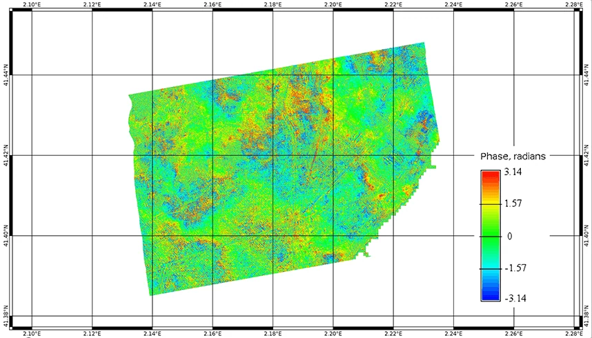 Barcelona Interferogram: differences of land subsidence in an area
