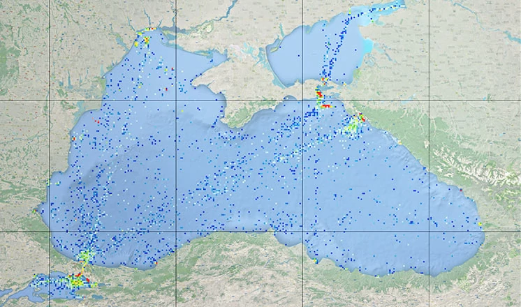 ships density in the Black Sea, March-June 2019