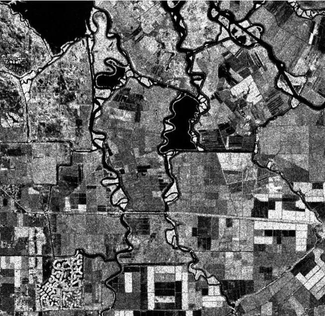 black and white satellite image of the AOI